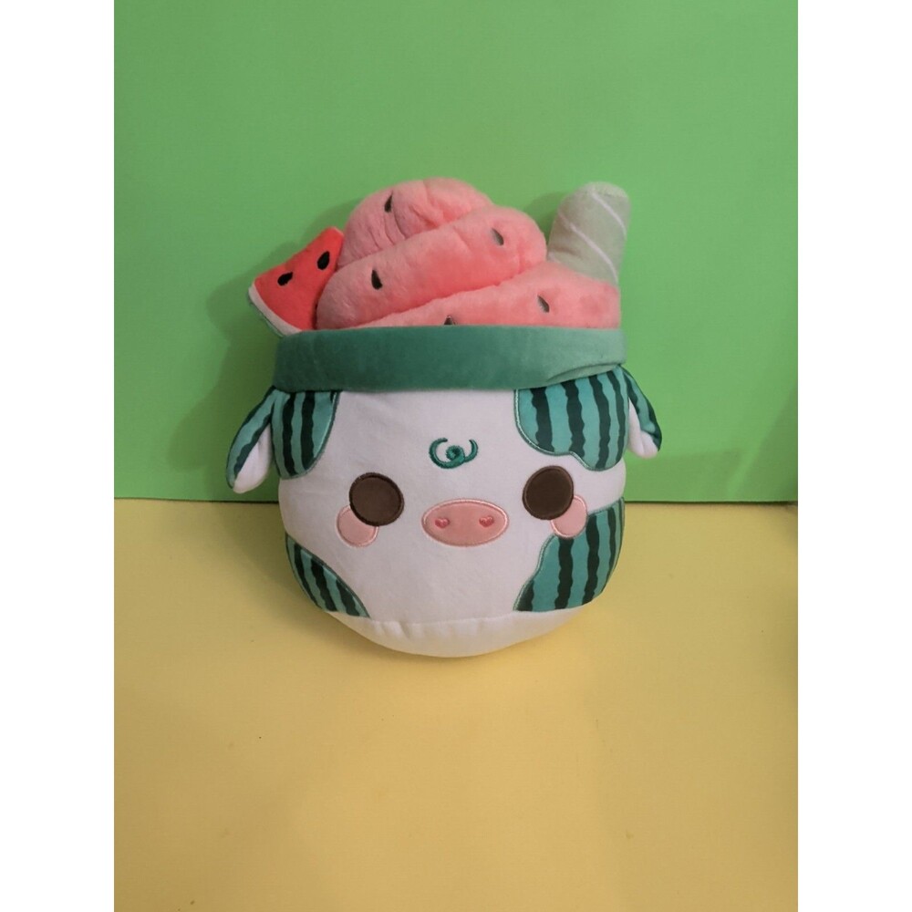 Cuddle Barn PlushGoals Watermelon Mooshake Cow Plush 11” Kawaii Stuffed Animal